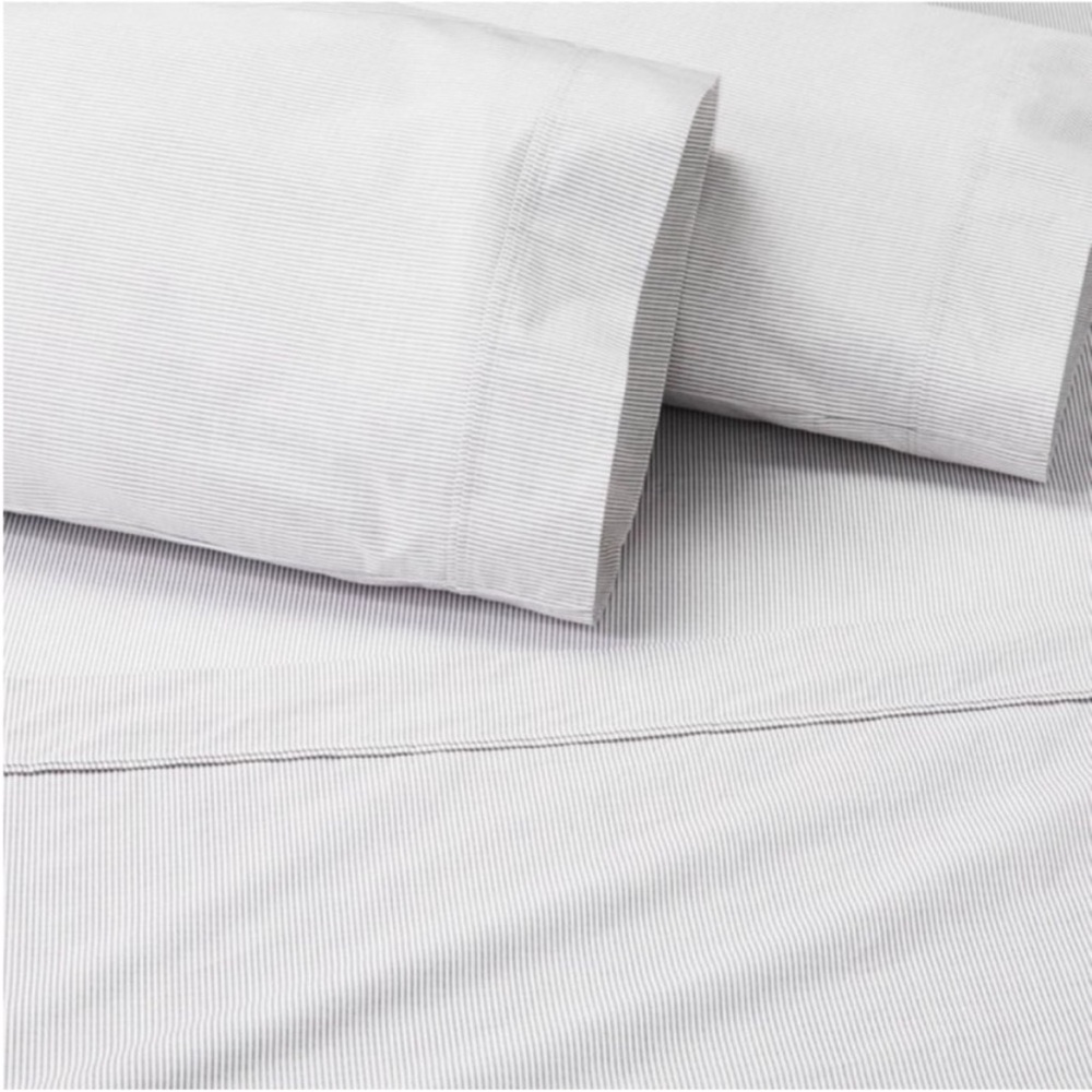 Hearth and hand with Mongolia Cotton Percale Micro stripe Sheet Set Queen